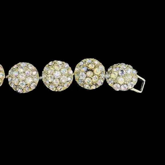 Gold Tone And Clear Rhinestones Round Links Bracelet With Safety Chain (4580) - Picture 4 of 10